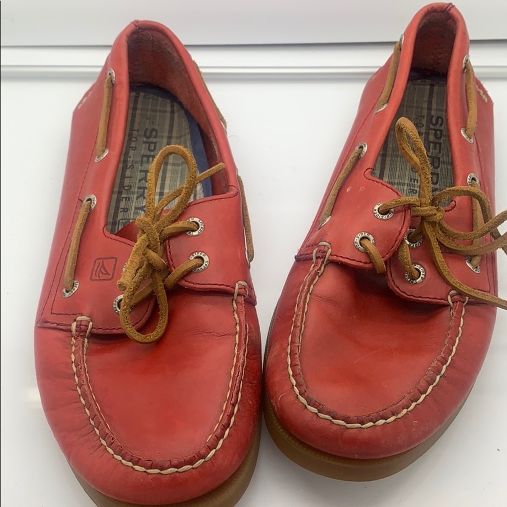 Men’s 9 1/2 Red Sperry Top Slider